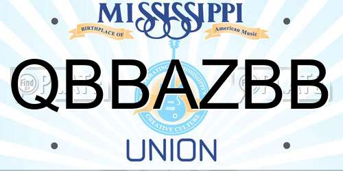 QBBAZBB Mississippi License Plate