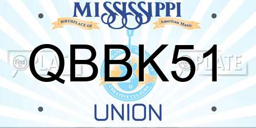 QBBK51 Mississippi License Plate