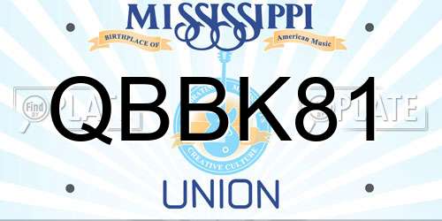 QBBK81 Mississippi License Plate