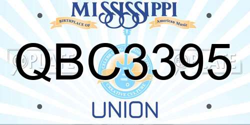 QBC3395 Mississippi License Plate