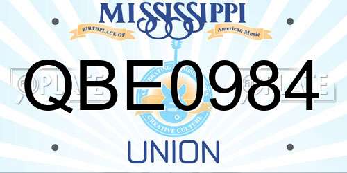 QBE0984 Mississippi License Plate