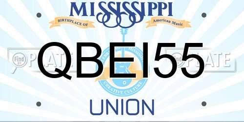 QBEI55 Mississippi License Plate