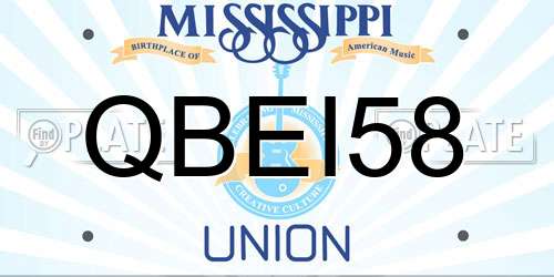 QBEI58 Mississippi License Plate