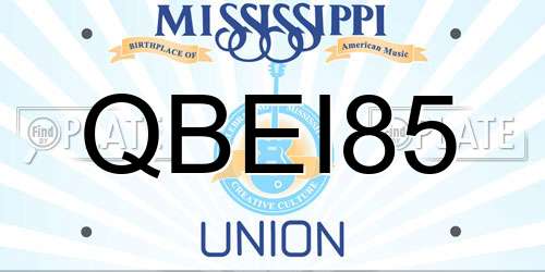 QBEI85 Mississippi License Plate