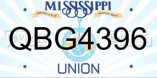 QBG4396 Mississippi License Plate