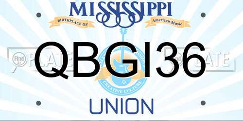 QBGI36 Mississippi License Plate