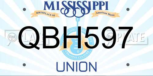QBH597 Mississippi License Plate