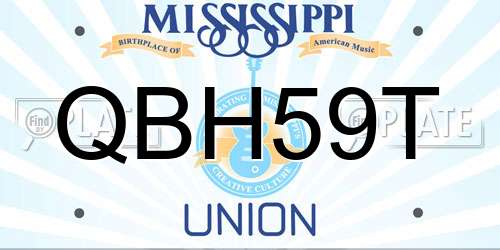 QBH59T Mississippi License Plate