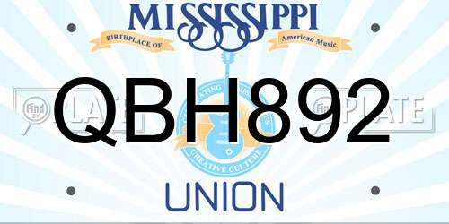 QBH892 Mississippi License Plate