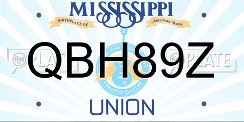 QBH89Z Mississippi License Plate