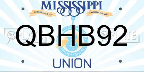 QBHB92 Mississippi License Plate