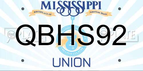 QBHS92 Mississippi License Plate
