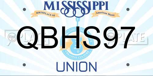 QBHS97 Mississippi License Plate