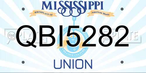 QBI5282 Mississippi License Plate