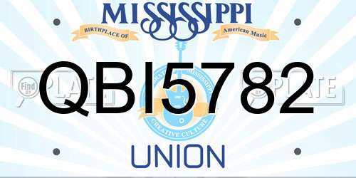 QBI5782 Mississippi License Plate