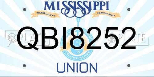 QBI8252 Mississippi License Plate