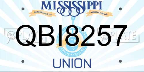 QBI8257 Mississippi License Plate