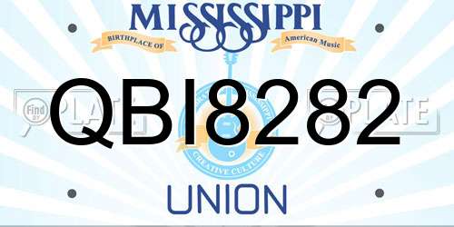 QBI8282 Mississippi License Plate