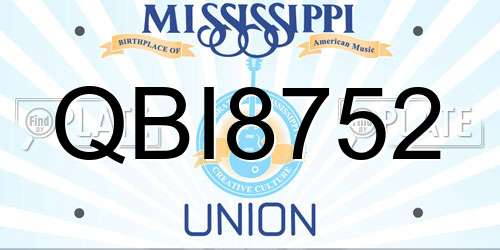 QBI8752 Mississippi License Plate