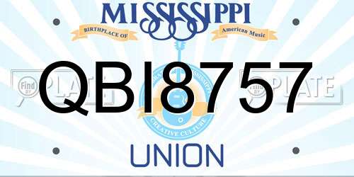 QBI8757 Mississippi License Plate