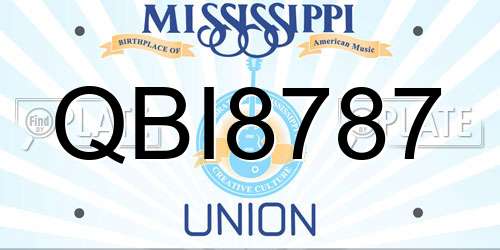 QBI8787 Mississippi License Plate