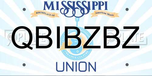 QBIBZBZ Mississippi License Plate