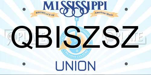 QBISZSZ Mississippi License Plate