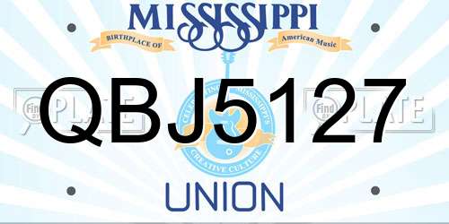 QBJ5127 Mississippi License Plate