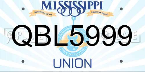 QBL5999 Mississippi License Plate