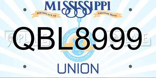 QBL8999 Mississippi License Plate