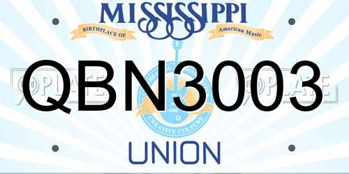 QBN3003 Mississippi License Plate