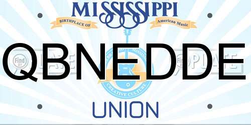 QBNEDDE Mississippi License Plate