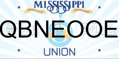 QBNEOOE Mississippi License Plate