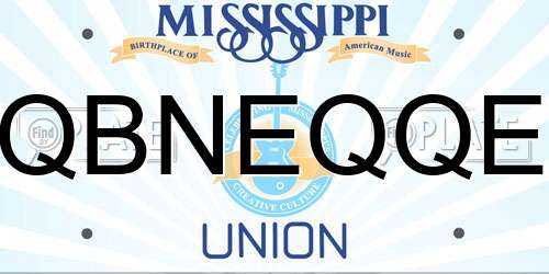 QBNEQQE Mississippi License Plate