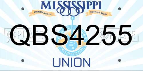 QBS4255 Mississippi License Plate