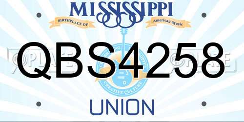 QBS4258 Mississippi License Plate