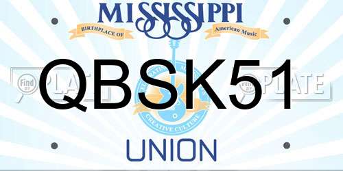 QBSK51 Mississippi License Plate