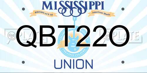 QBT22O Mississippi License Plate