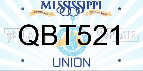 QBT521 Mississippi License Plate