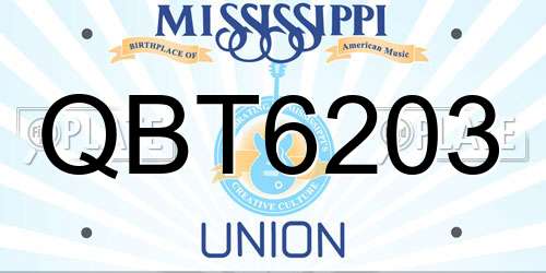 QBT6203 Mississippi License Plate