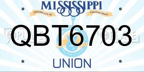 QBT6703 Mississippi License Plate