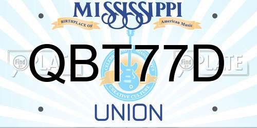 QBT77D Mississippi License Plate