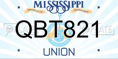 QBT821 Mississippi License Plate