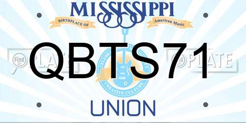 QBTS71 Mississippi License Plate
