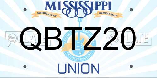 QBTZ20 Mississippi License Plate