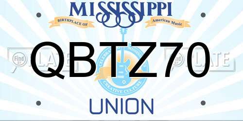 QBTZ70 Mississippi License Plate