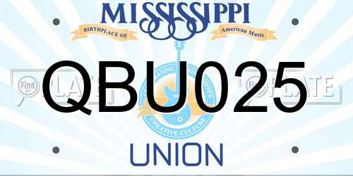QBU025 Mississippi License Plate