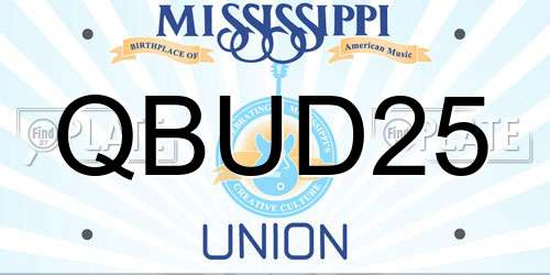 QBUD25 Mississippi License Plate