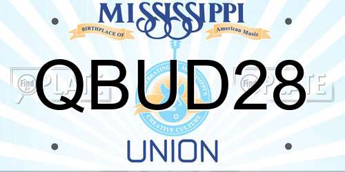 QBUD28 Mississippi License Plate