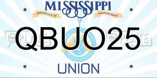 QBUO25 Mississippi License Plate